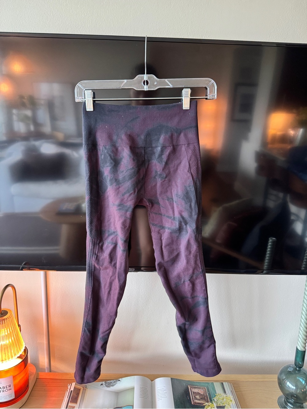 Lululemon High Waist Tie Dye Purple + Black “Go&Flow” leggings